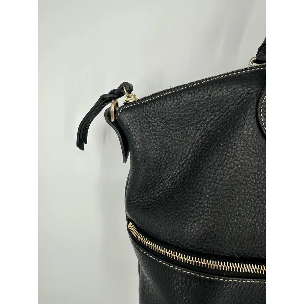 Dooney & Bourke Satchel‎ Bag Purse Black Leather Pebbled Zip Pocket Classic Tote